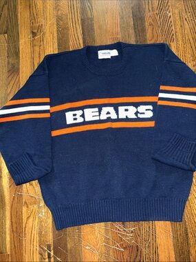 NFL PRO LINE 'BEARS' Men’s sweater,Navy,Orange&White Stripes by Cliff Engle